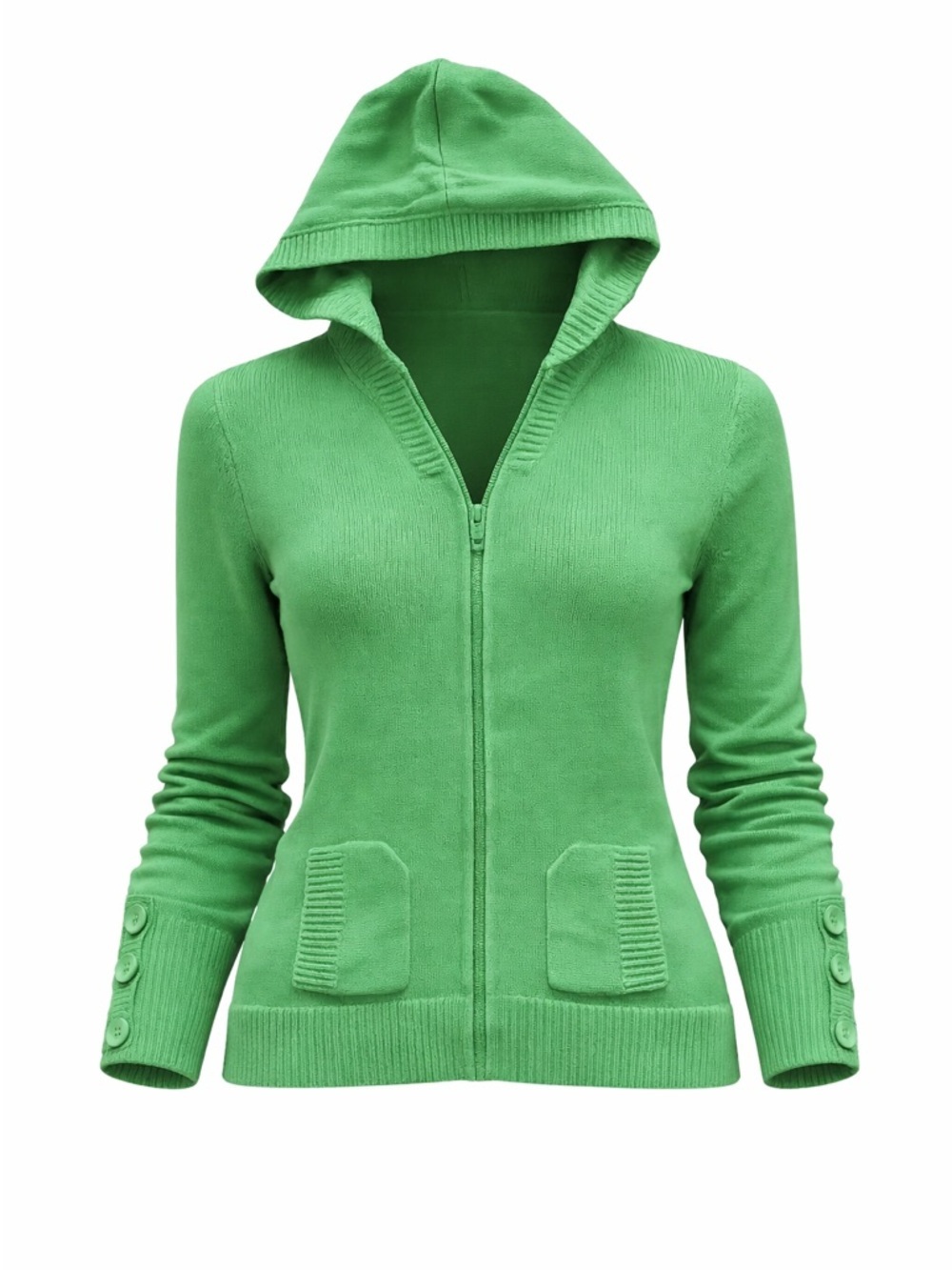 J. G. Hook Coastal Hooded Knit Cardigan - Green - XL- vintage 90s